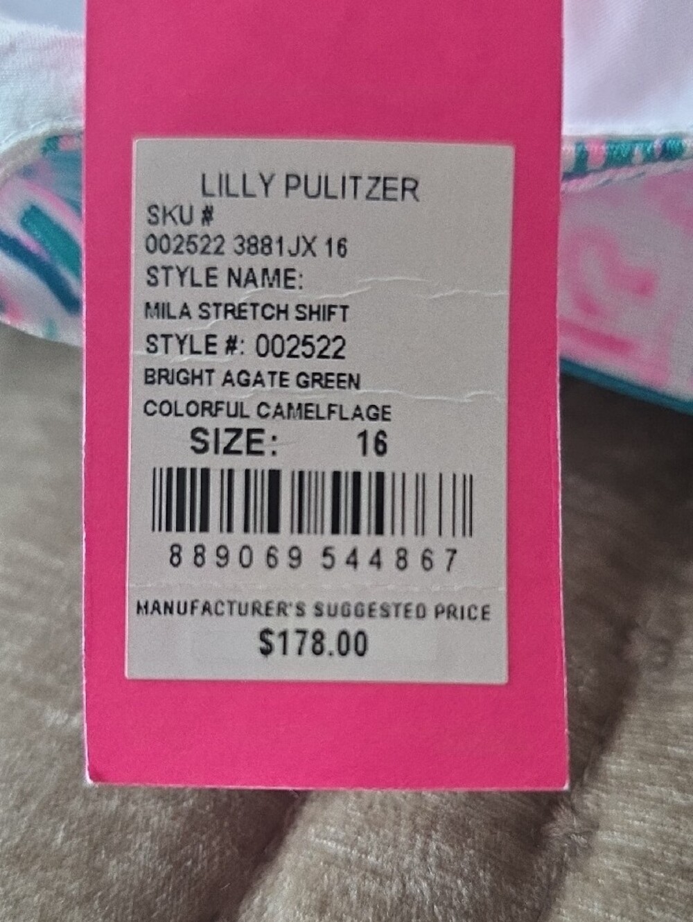 Lilly Pulitzer Mila Stretch Shift Dress Colorful Camelflage Size 16 NWT - Picture 5 of 7